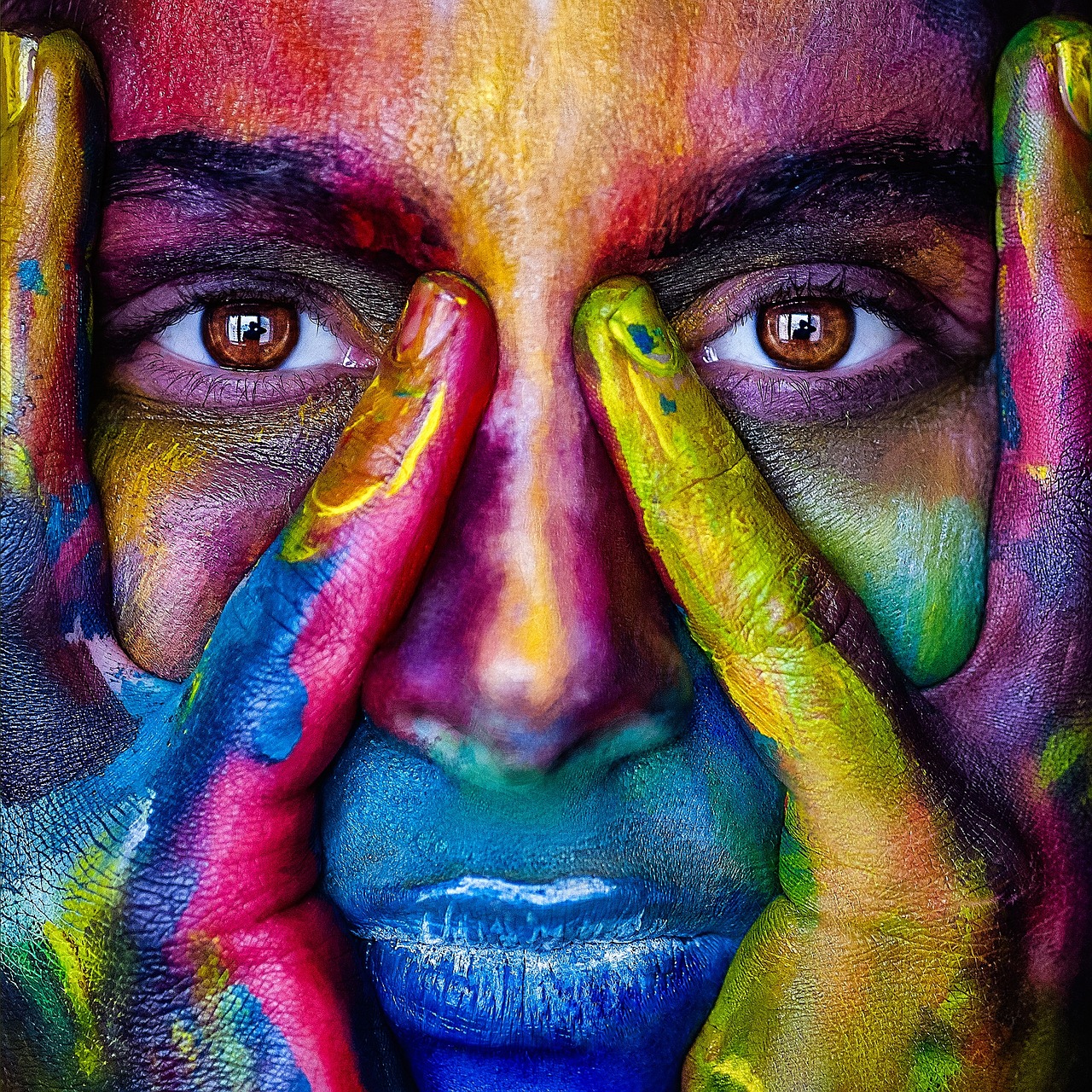 girl, face, colorful, colors, artistic, model, person, woman, eyes, art, paint, portrait, body paint, face paint, girl, face, person, art, art, art, art, art, portrait